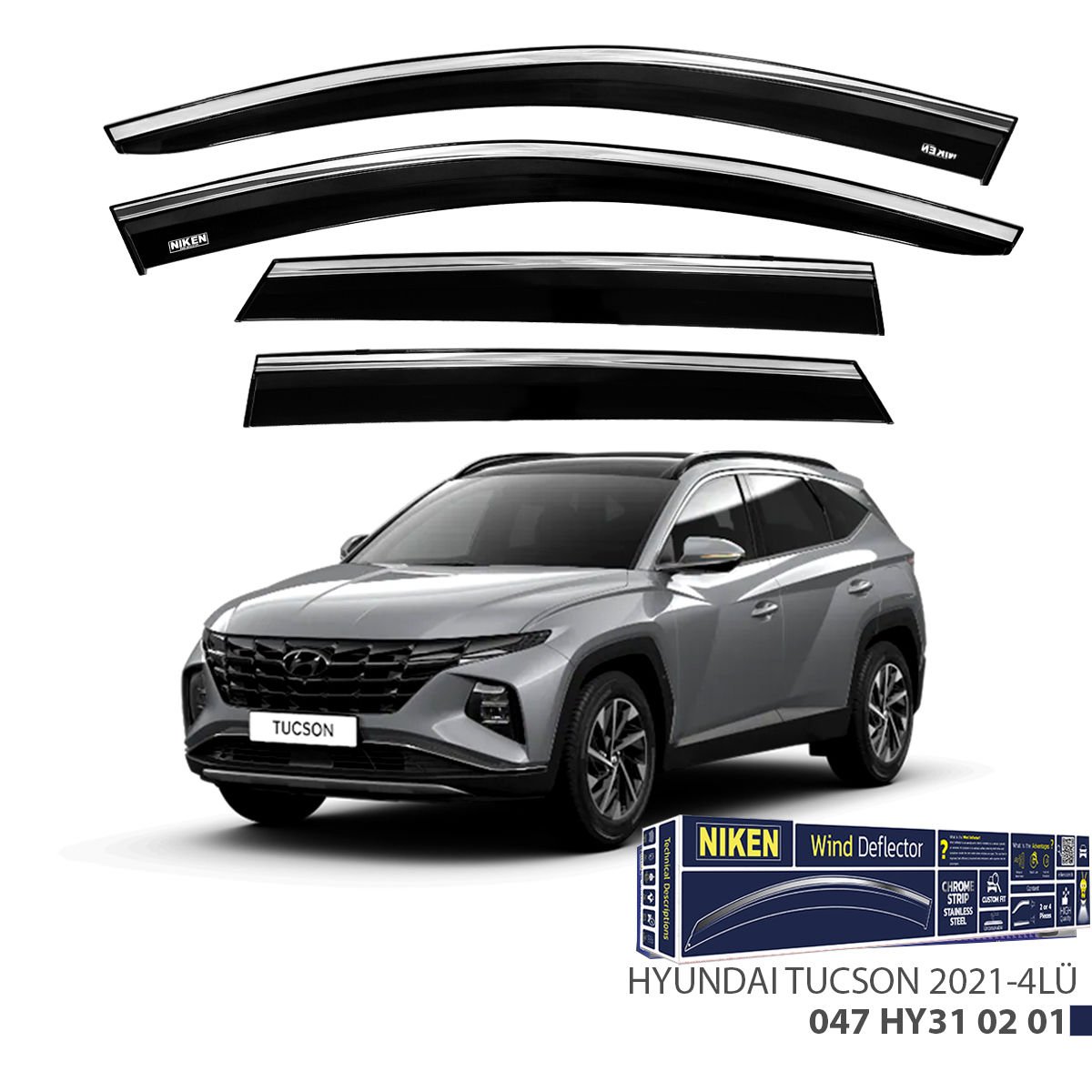 Hyundai Tucson Kromlu Cam Rüzgarlığı Niken 2021+ sonrası uyumlu