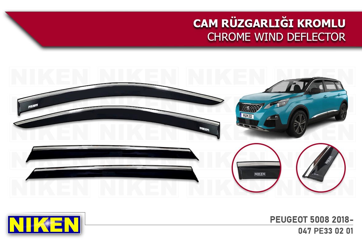 Peugeot 5008 Kromlu Cam Rüzgarlığı Niken 2017+