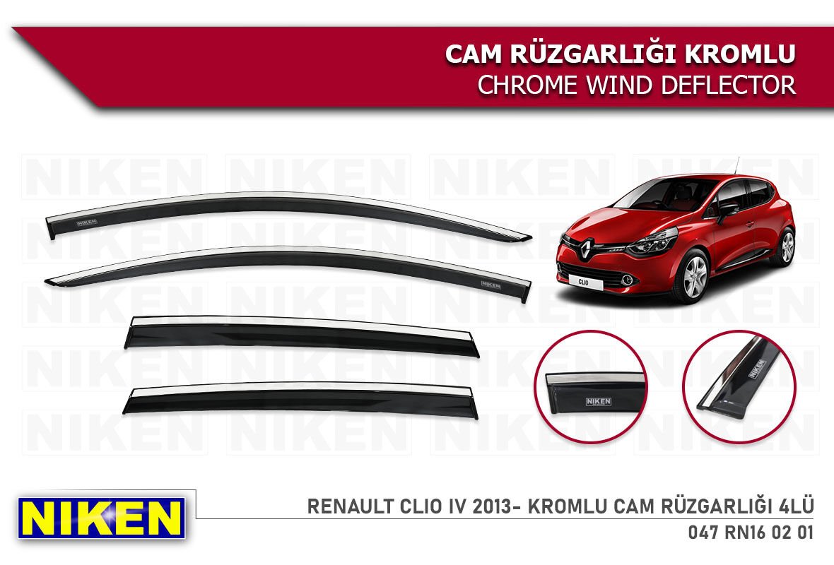 Renault Clio 4 Kromlu Cam Rüzgarlığı Niken 2012-2019
