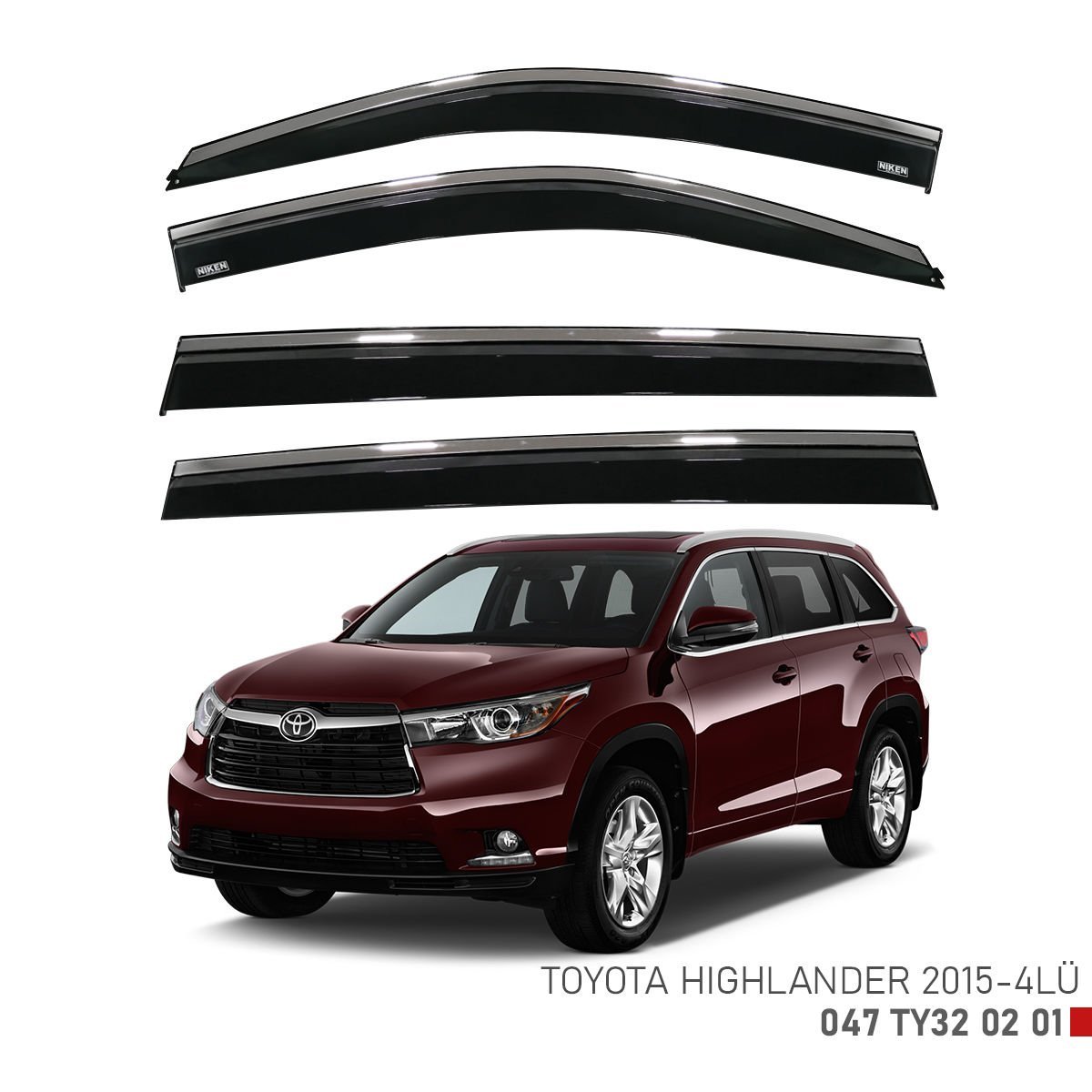 Toyota Highlander Kromlu Cam Rüzgarlığı Niken 2015+