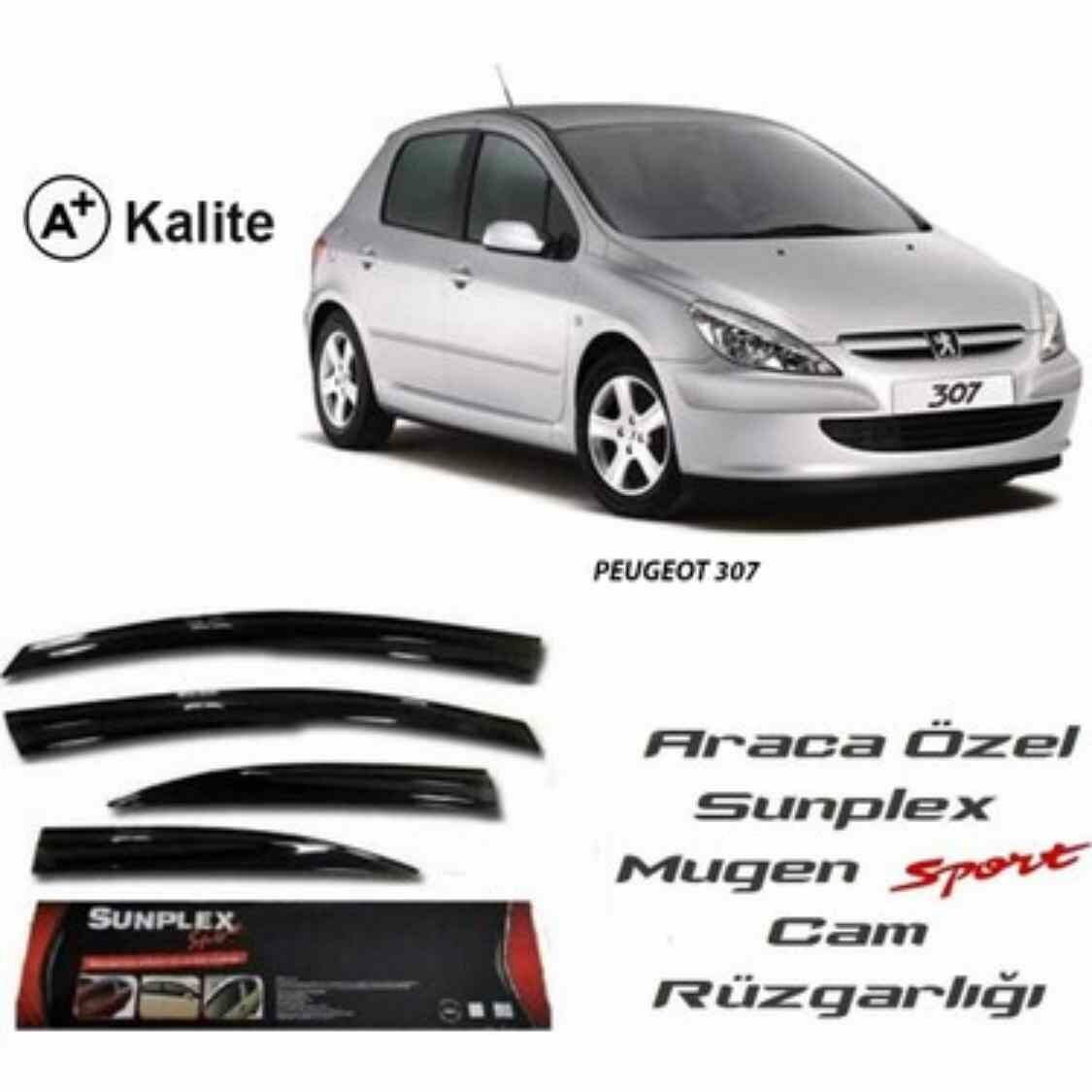 Peugeot 307 Mugen Cam Rüzgarlığı 2000-2014 arası 4'lü Sunplex