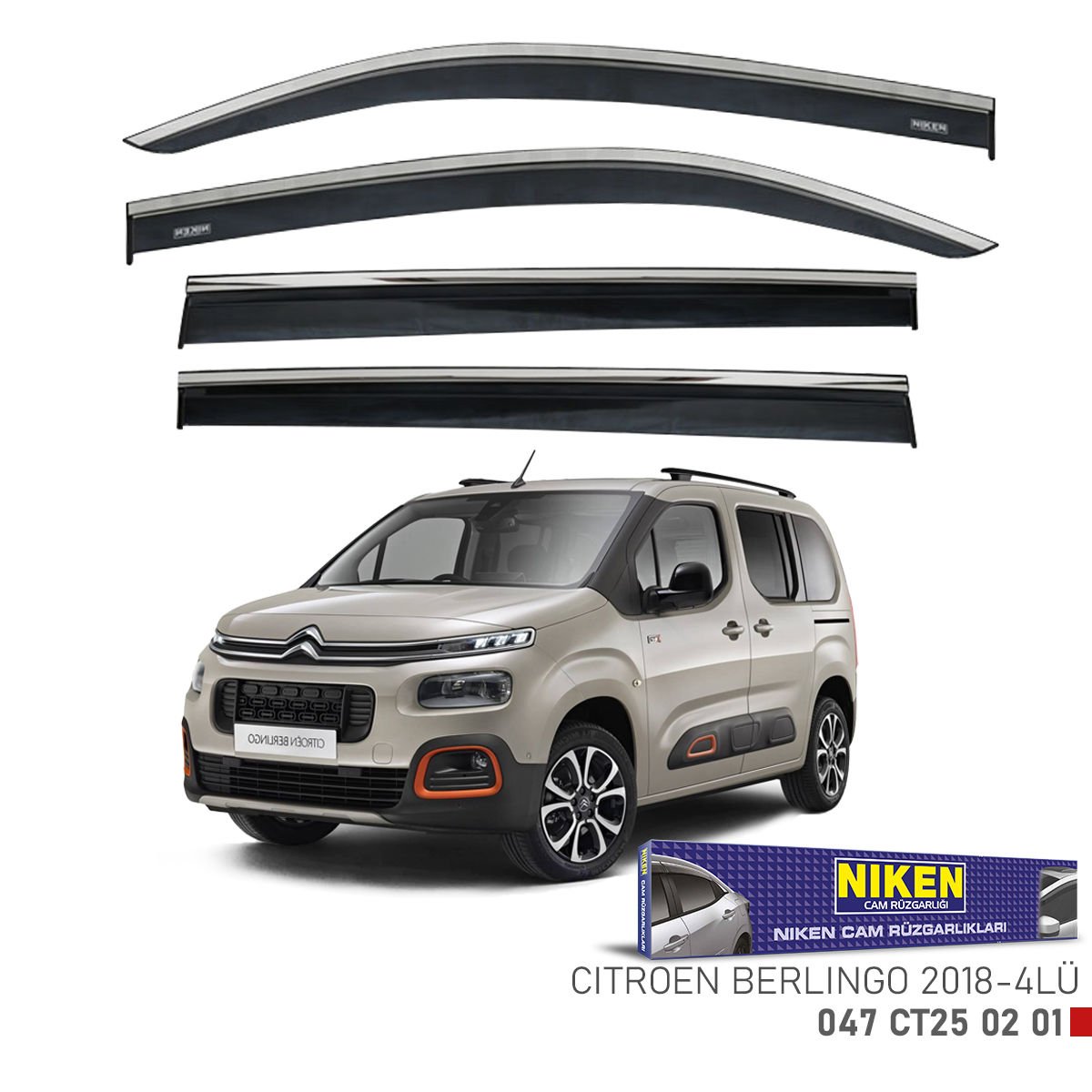 Citroen Berlingo Kromlu Cam Rüzgarlığı Niken 2019+ sonrası uyumlu
