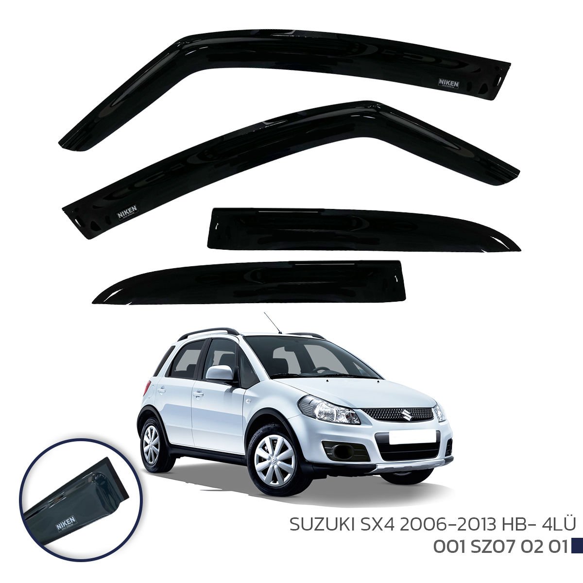 Suzuki Sx4 Cam Rüzgarlığı 4'lü 2006-2013 hb Niken (Kromsuz model)