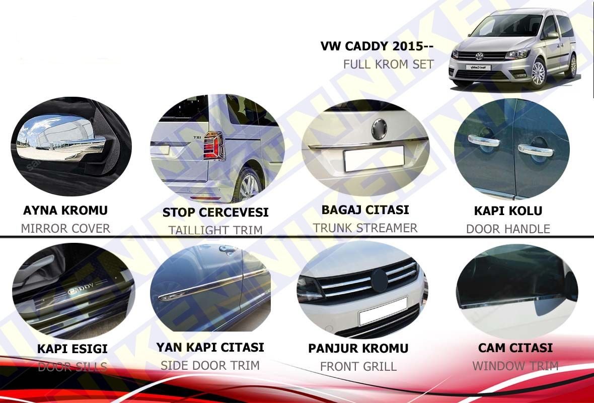 Vw caddy full krom set 2015 sonrası Niken