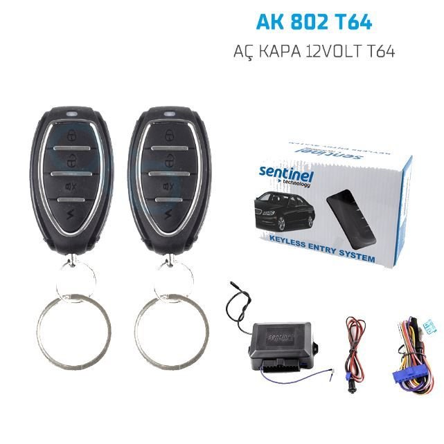 Oto açma kapama sistemi uzaktan kumandalı 12v T64 Sentinel