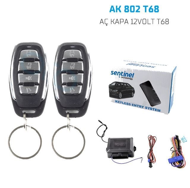 Oto açma kapama sistemi uzaktan kumandalı 12v T68 Sentinel