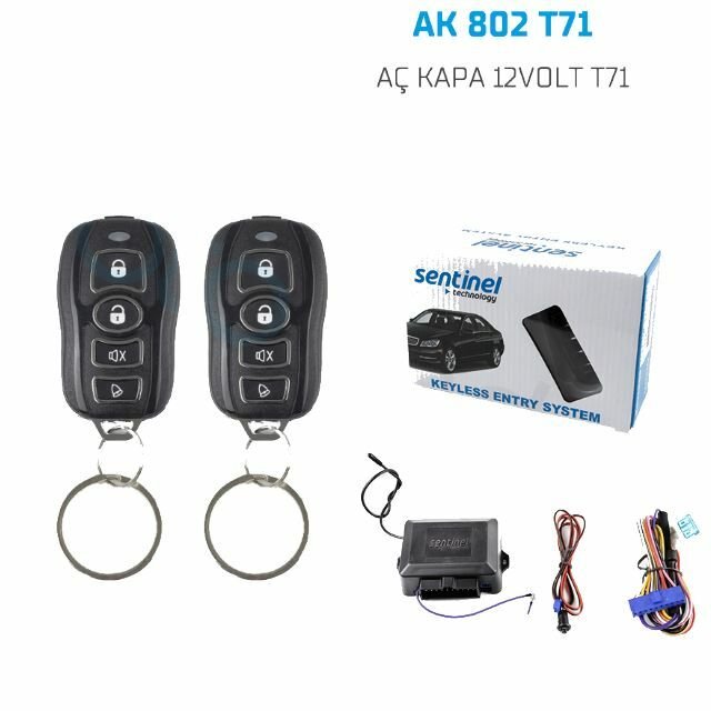 Oto açma kapama sistemi uzaktan kumandalı 12v T71 Sentinel