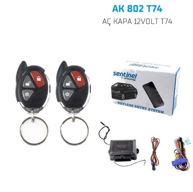 Oto açma kapama sistemi uzaktan kumandalı 12v T74 Sentinel