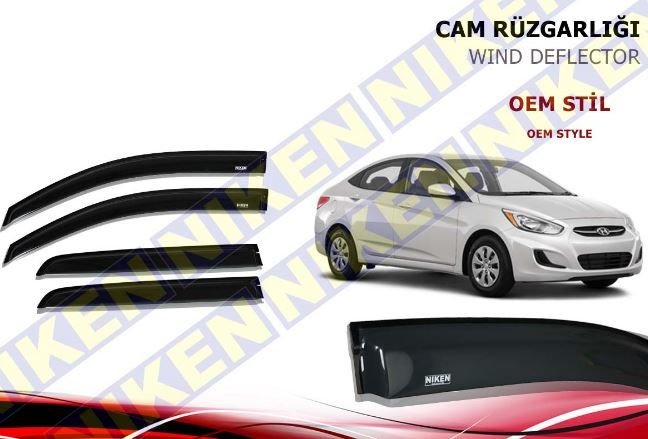 Hyundai Accent Blue Cam Rüzgarlığı Niken 2012+ (Kromsuz Model)