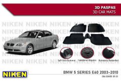 Bmw 5 Serisi E60 Havuzlu 3D Paspas Niken Siyah 2003-2010 Arası