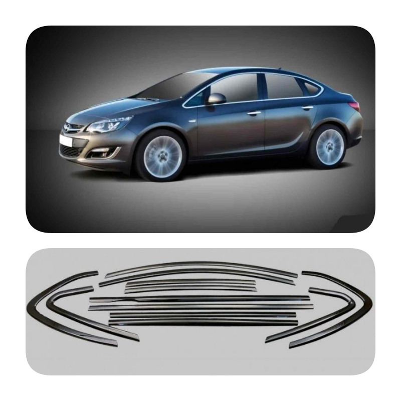 Opel Astra J Sedan Cam Çıtası Çerçevesi Parlak Siyah Komple 2012-2020 arası