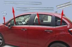 Citroen C3 Cam Çıtası Krom Komple 2010-2015 arası 12 parça