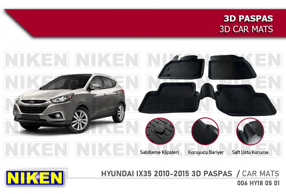 Hyundai ix35 Havuzlu 3D Paspas Niken Siyah 2010 Sonrası