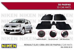 Renault Clio 3 Havuzlu 3D Paspas Niken Siyah 2006-2012 Arası