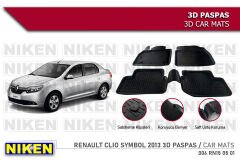 Renault Clio Symbol Havuzlu 3D Paspas Niken Siyah 2013+ Sonrası