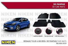 Renault Clio 4 Havuzlu 3D Paspas Niken Siyah 2013+ Sonrası