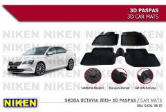Skoda Octavia Havuzlu 3D Paspas Niken Siyah 2013+ Sonrası