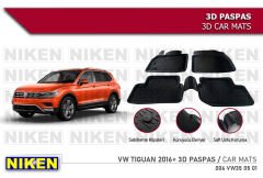 Volkswagen Tiguan Havuzlu 3D Paspas Niken Siyah 2016+ Sonrası