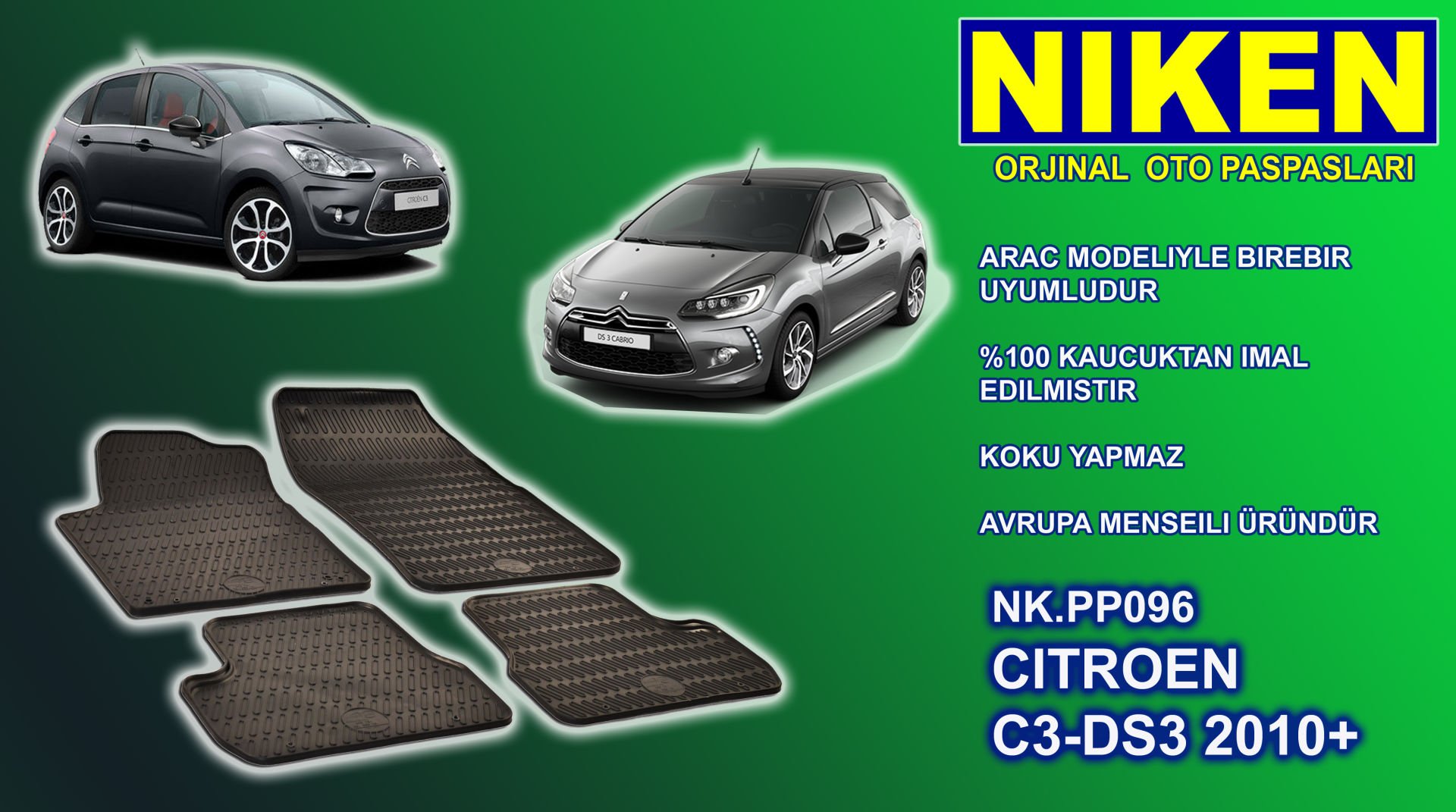 Citroen DS3 paspas kauçuk oem germany 2010+ Sonrası NİKEN