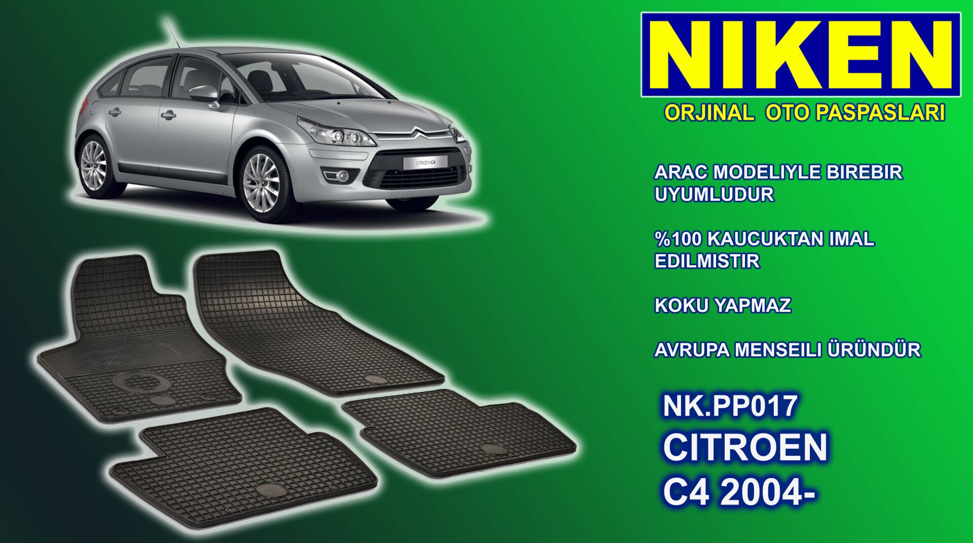 Citroen C4 paspas kauçuk oem germany 2004-2010 Sonrası NİKEN