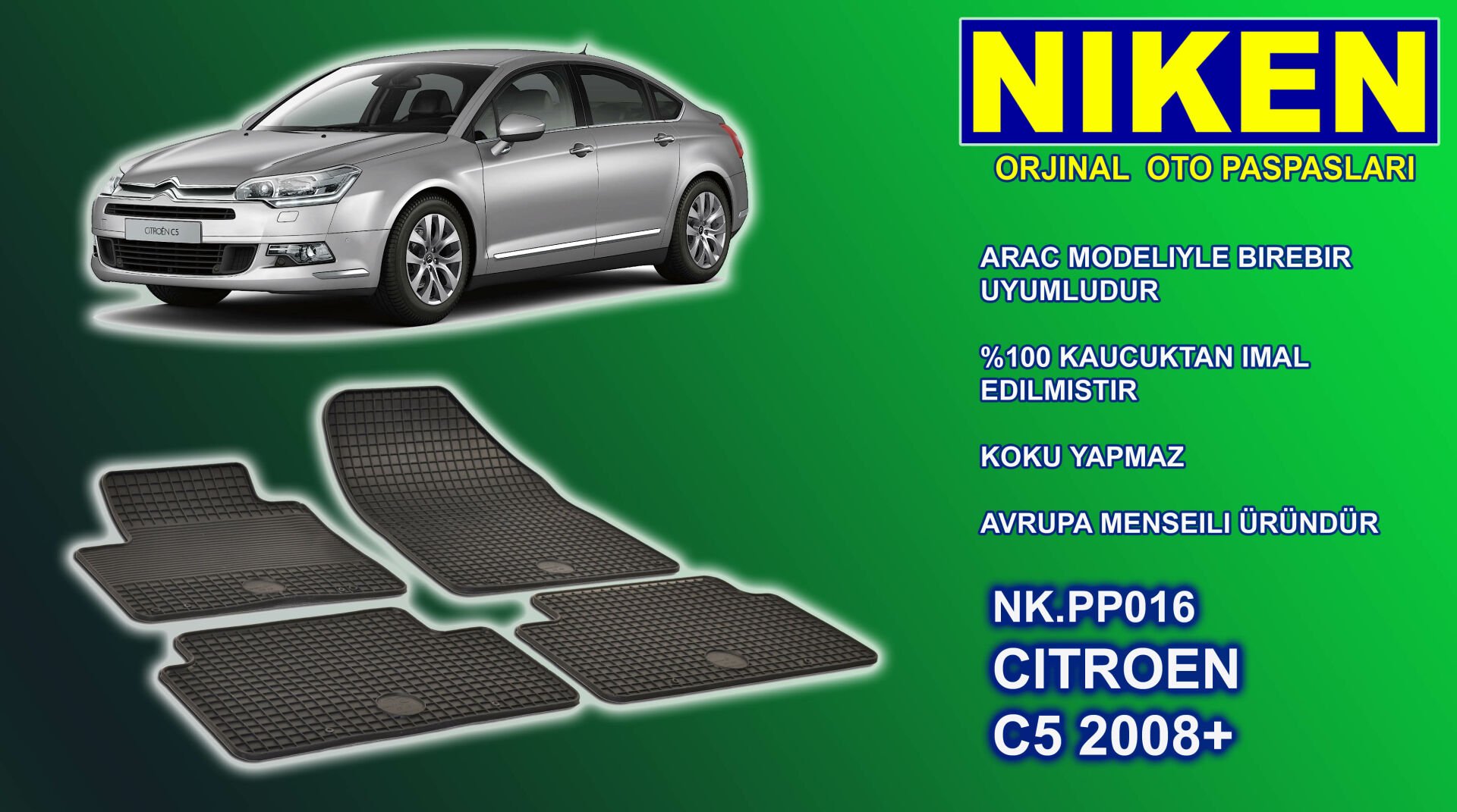 Citroen C5 paspas kauçuk oem germany 2008+ Sonrası NİKEN