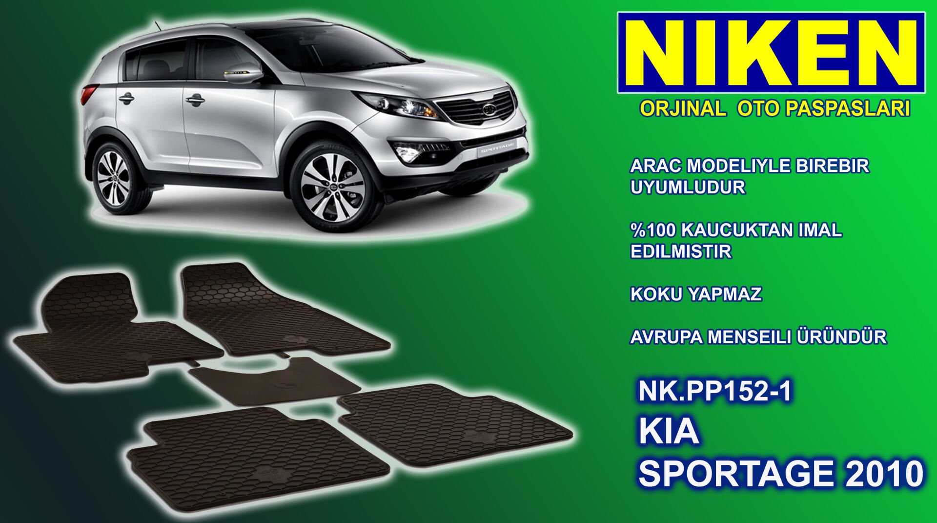 Kia Sportage paspas 5'li kauçuk oem germany 2010-2015 Arası NİKEN