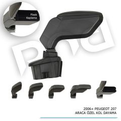 Peugeot 207 Araca Özel Kol Dayama Kolçak Siyah 2006+ sonrası modellere uyumlu