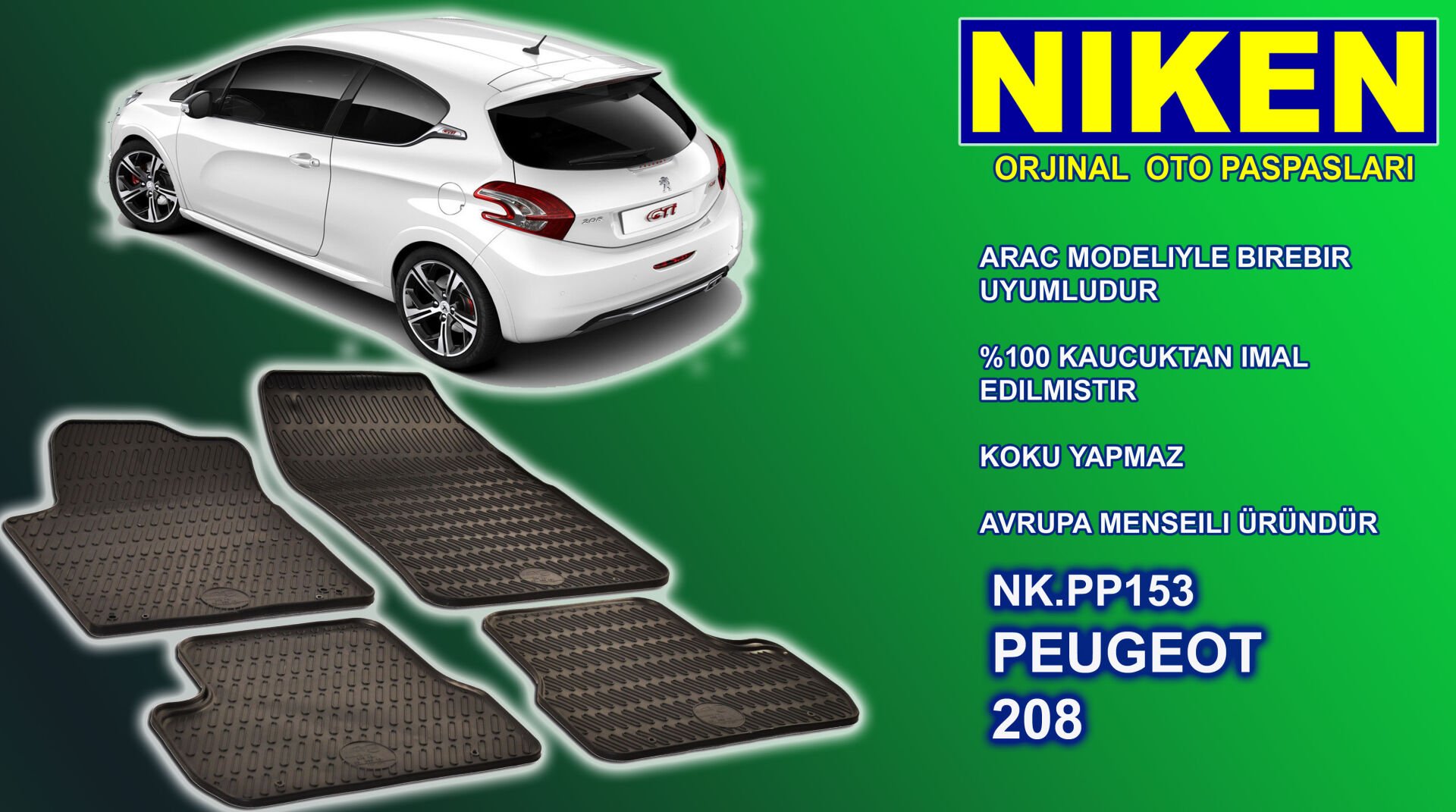 Peugeot 208 paspas kauçuk oem germany 2012+ Sonrası NİKEN
