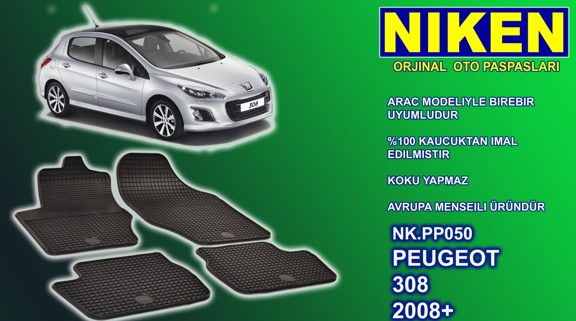 Peugeot 308 paspas kauçuk oem germany 2007-2013 Arası NİKEN