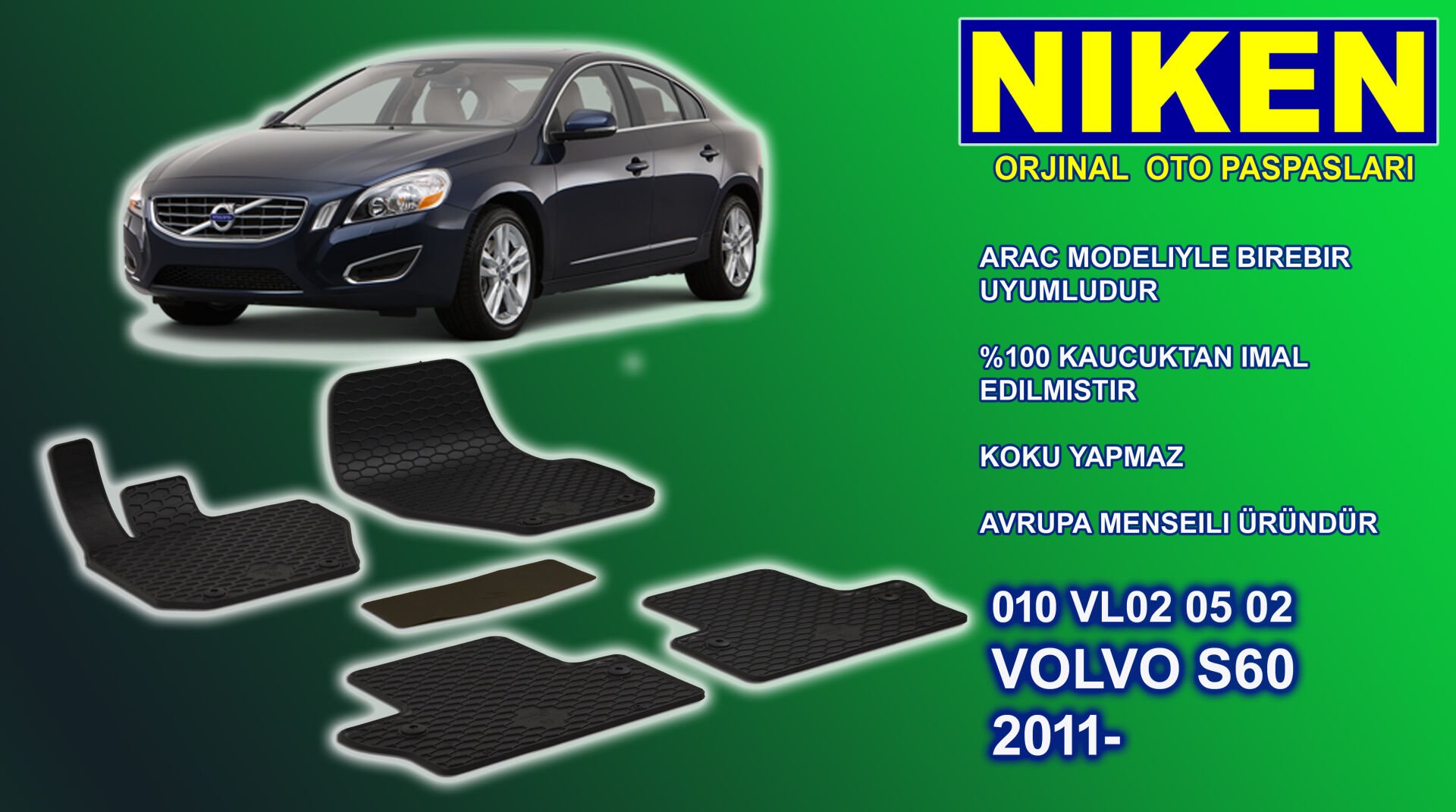 Volvo s60 paspas 5'li kauçuk oem germany 2011+ Sonrası NİKEN