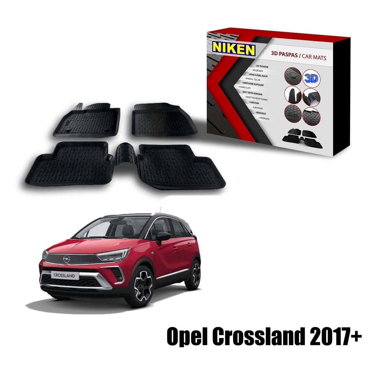 Opel Crossland Havuzlu 3D Paspas Niken Siyah 2017+ sonrası uyumlu