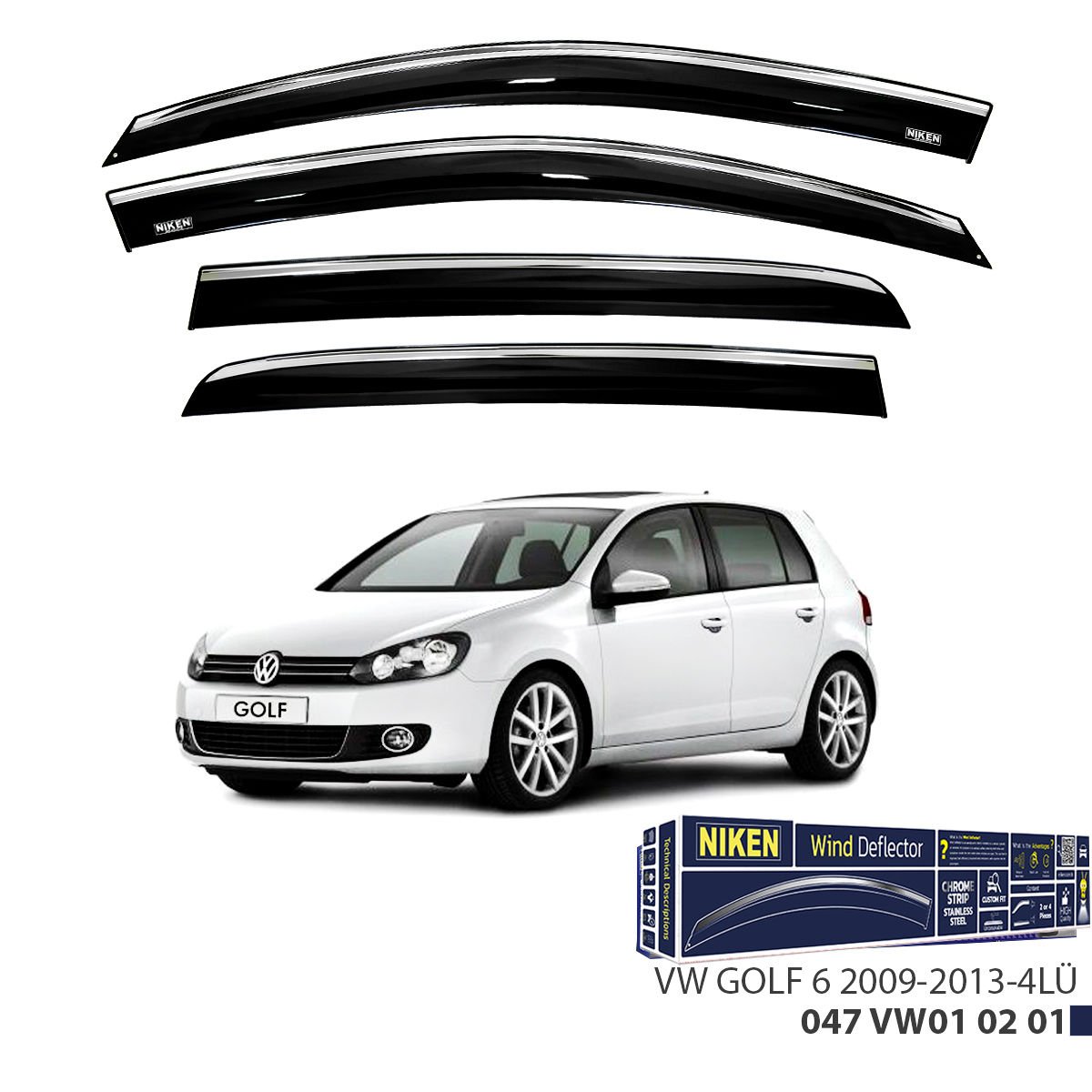 Vw Golf 5-6 Kromlu Cam Rüzgarlığı Niken 2003-2013 arası uyumlu