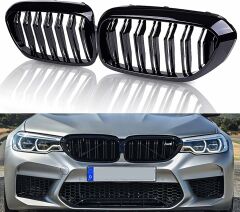 Bmw G30 çift şeritli ön panjur ızgara 2018-2020 arası parlak siyah