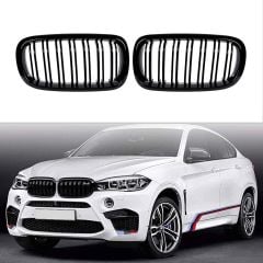 Bmw X5 F15 çift şeritli ön panjur ızgara 2014-2018 arası parlak siyah