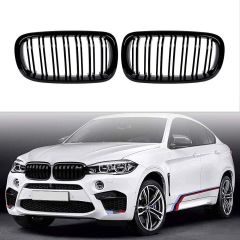 Bmw X6 F16 çift şeritli ön panjur ızgara 2015 sonrası parlak siyah