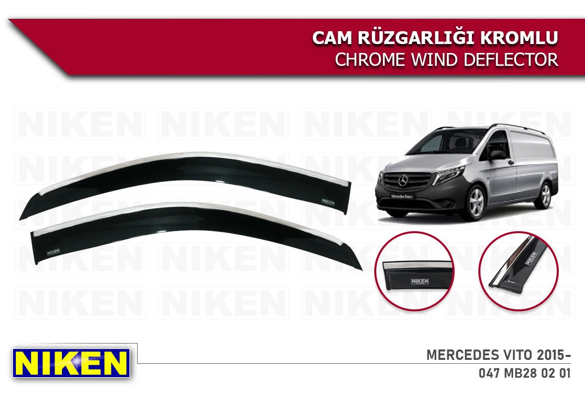 Mercedes Vito Kromlu Cam Rüzgarlığı 2' li Niken 2015+
