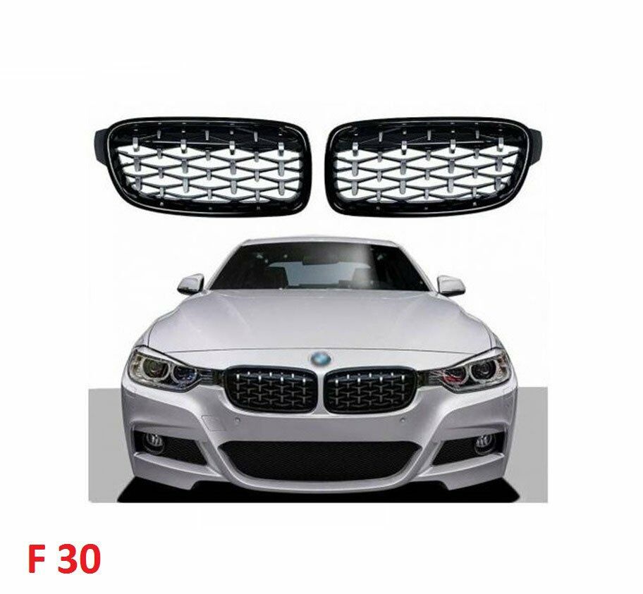 Bmw f30 diamond ön panjur ızgara 2012 - 2018 krom siyah
