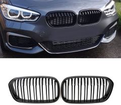 Bmw F20 ön böbrek panjur 2015+ (makyajlı) çift tırnak-pianoblack