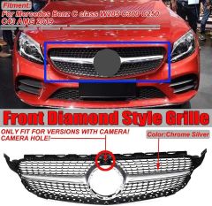 Mercedes C serisi w205 diamond ön panjur ızgara seti krom-siyah 2015-2018 arası