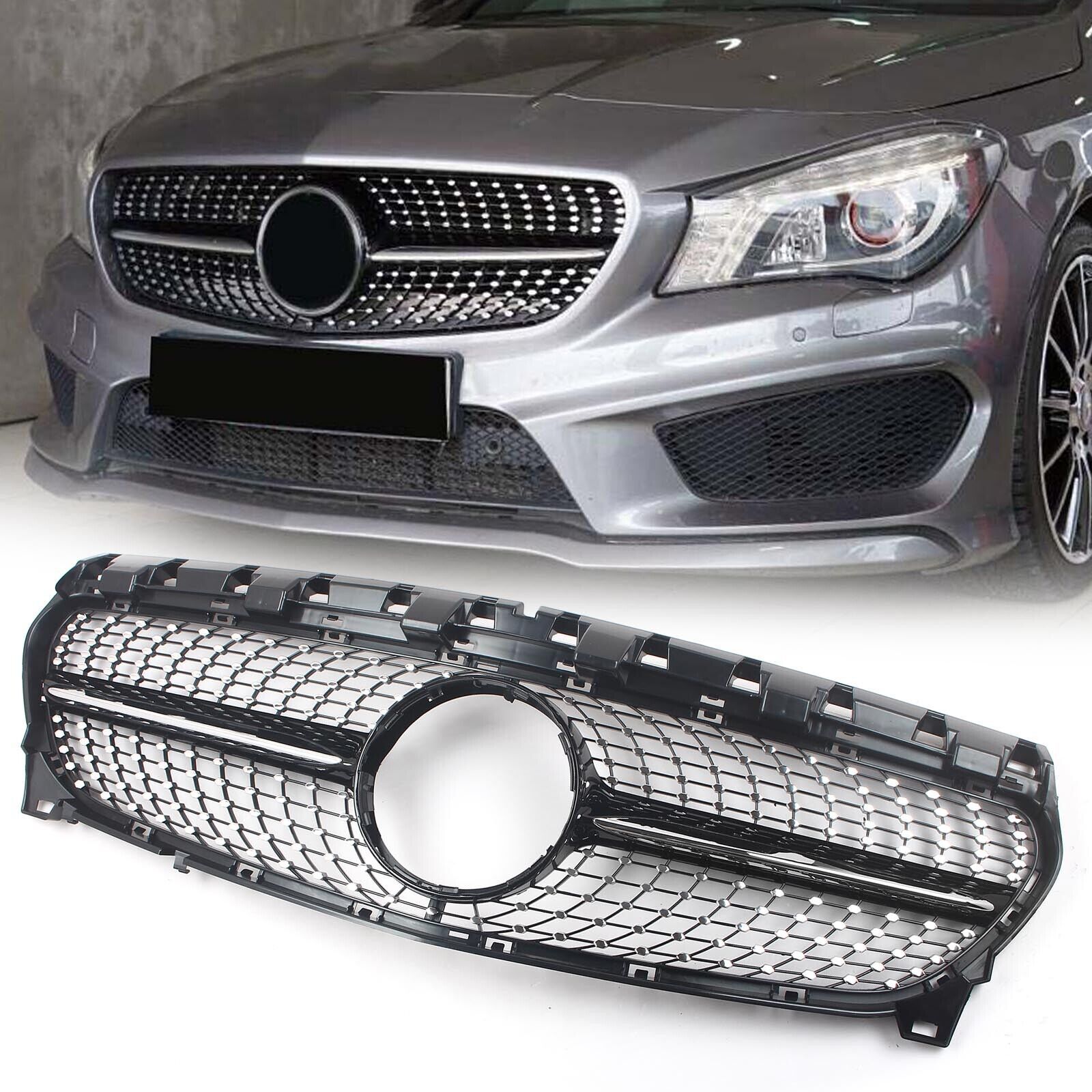 Mercedes cla w117 diamond ön panjur ızgara seti krom-siyah 2015-2019 arası