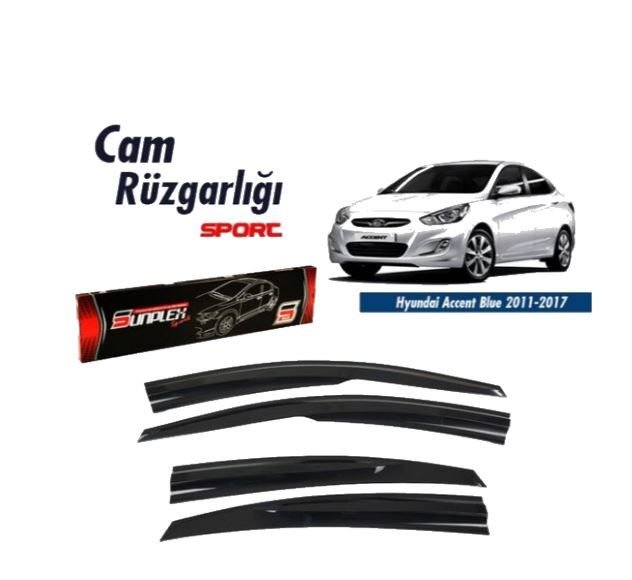 Hyundai Accent Blue Mugen Cam Rüzgarlığı 2011-2017 arası 4'lü Sunplex