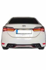 Toyota Corolla 4 çıkış görünümlü kırmızı şeritli difüzör 2013-2018 arası modeller