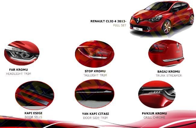 Renault clio 4 hb full krom set 2013-2019 arasi modeller Niken