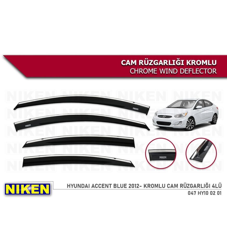 Hyundai Accent Blue Kromlu Cam Rüzgarlığı Niken 2012+