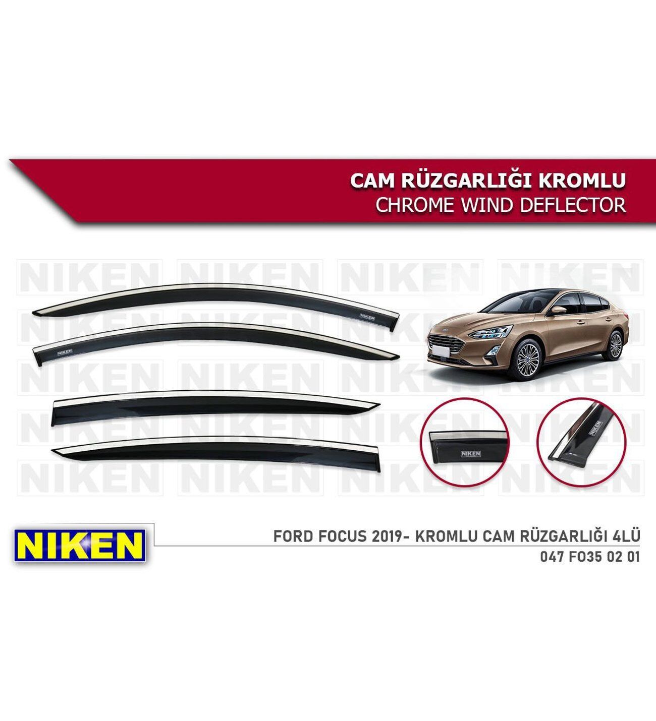 Ford Focus 4 Kromlu Cam Rüzgarlığı Niken 2019+