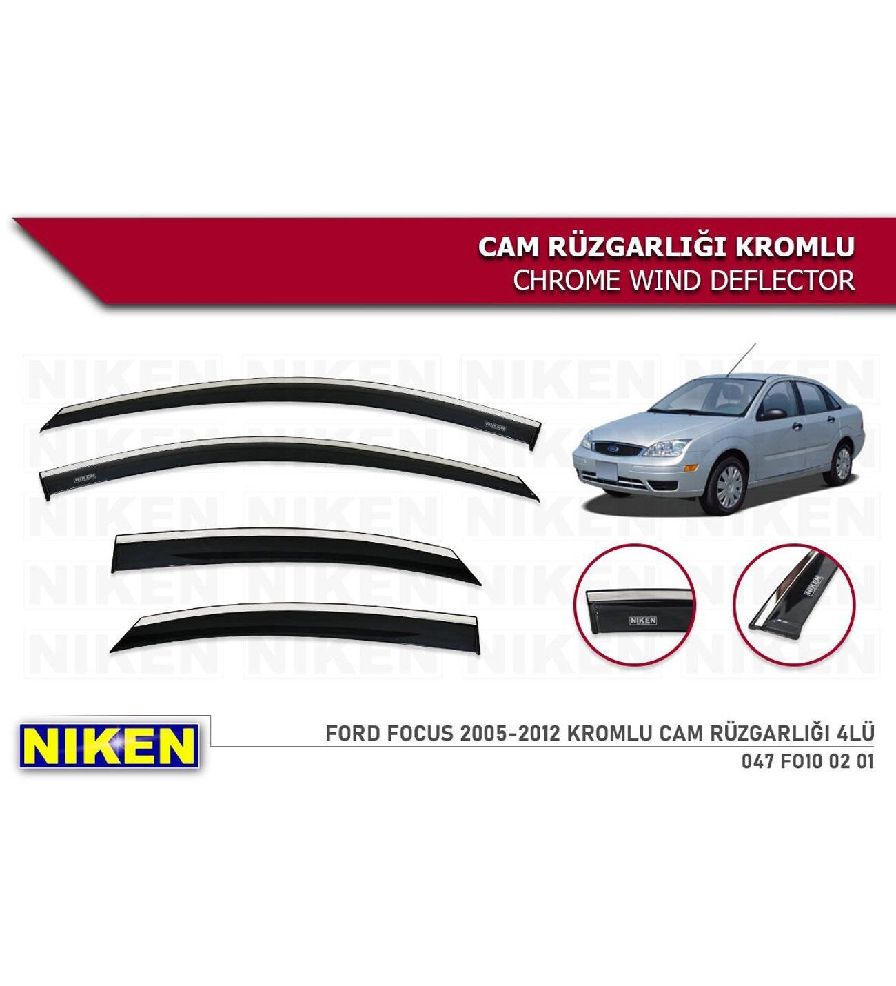 Ford Focus 2 Kromlu Cam Rüzgarlığı Niken 2005-2012