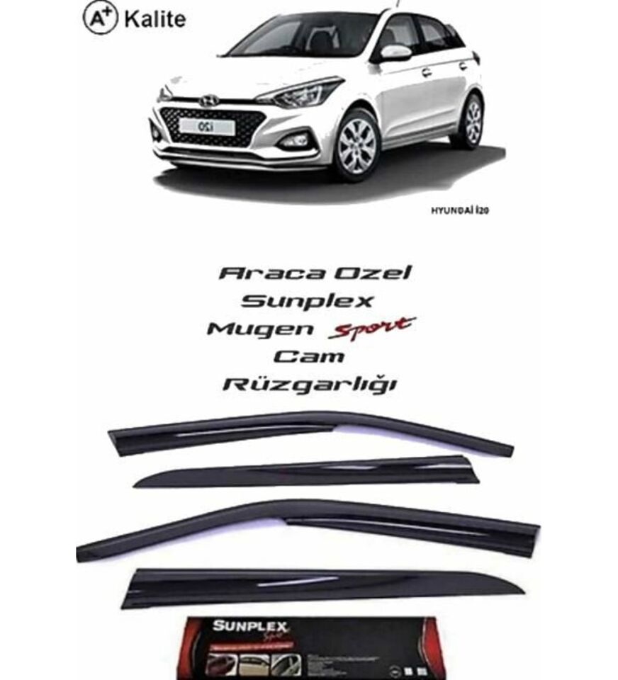Hyundai i20 Mugen Cam Rüzgarlığı 2015 sonrası 4'lü Sunplex