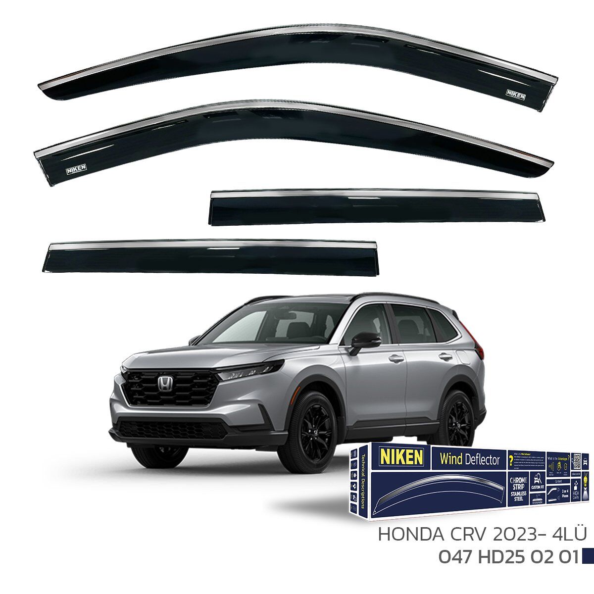 Honda Crv Kromlu Cam Rüzgarlığı Niken 2023+ sonrası uyumlu Honda Crv Cam Rüzgarlığı Kromlu 4'Lü 2023+ Sonrası