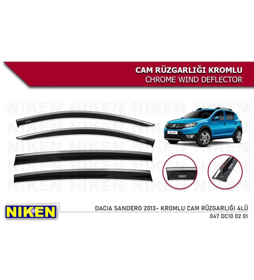 Dacia Sandero Kromlu Cam Rüzgarlığı Niken 2013-2020