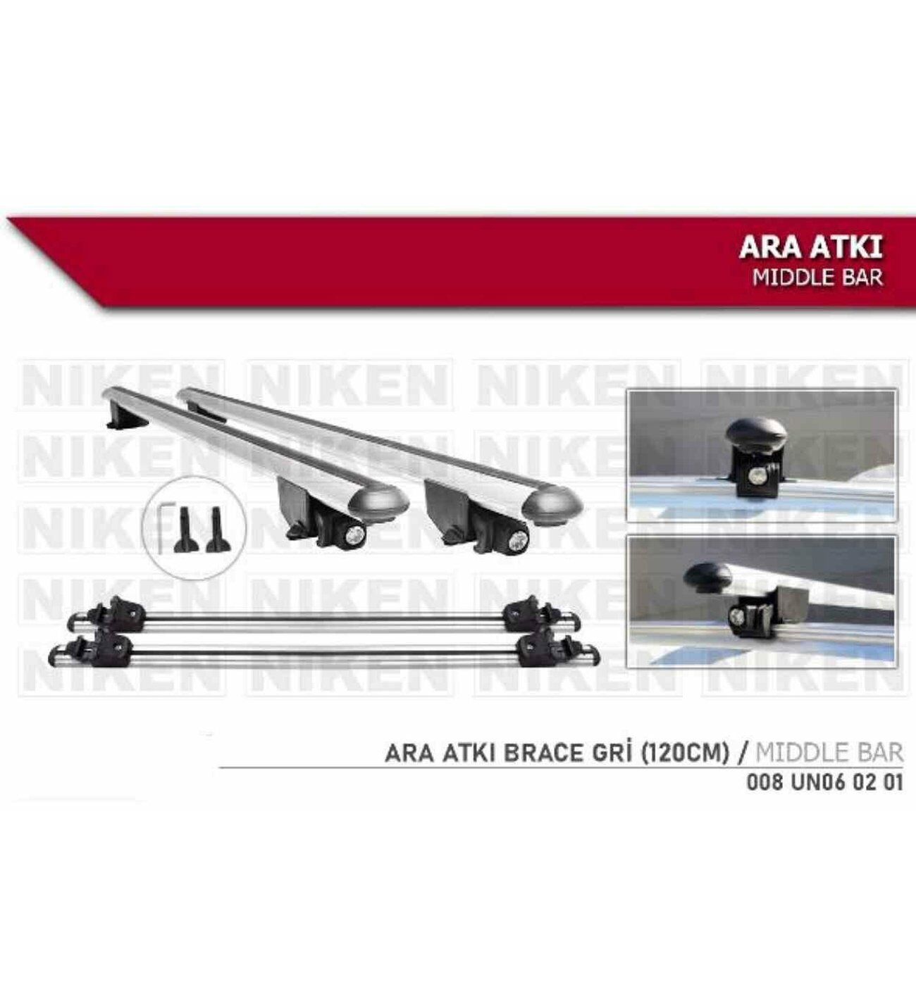 Araç üstü ara atkı tavan barı bagaj brace gri 120 cm